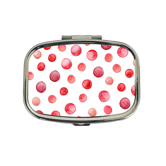 Red Polka Dots Fun White Background Travel Pill Box Case