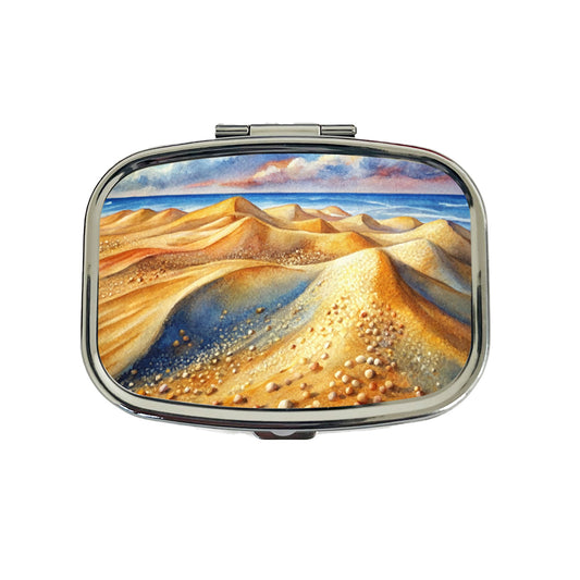 Sandy Desert Mountains Watercolor Travel Pill Box Case