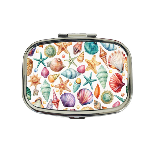 Shells Scattered Beach Travel Pill Box Case