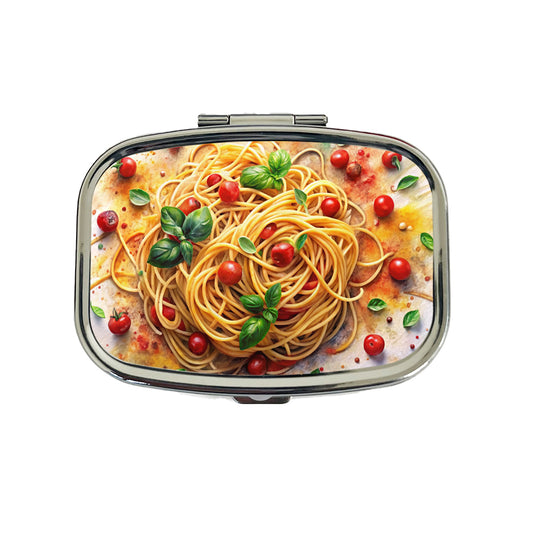 Spaghetti Pasta Italian Food Watercolor Travel Pill Box Case