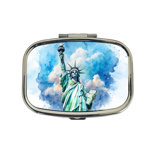 Statue Of Liberty Travel New York Watercolor Travel Pill Box Case