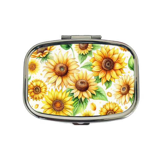Sunflowers Scattered Watercolor Travel Pill Box Case