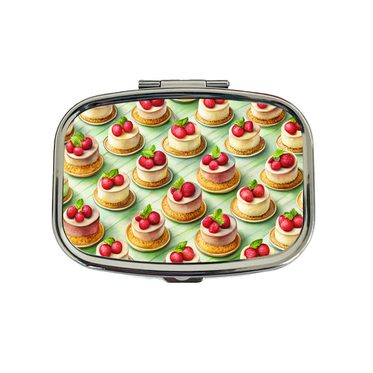 Tiny Cheesecakes On Plates In A Row Travel Pill Box Case
