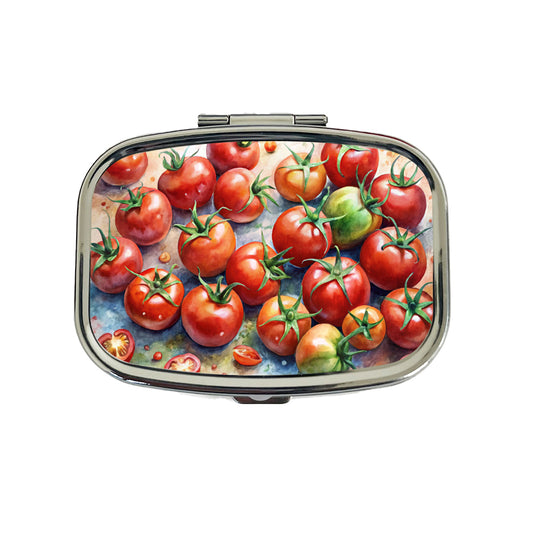 Tomatoes Watercolor Travel Pill Box Case