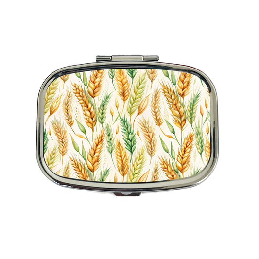 Wheat Watercolor Travel Pill Box Case