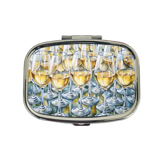 White Wine Glasses Chardonnay Travel Pill Box Case