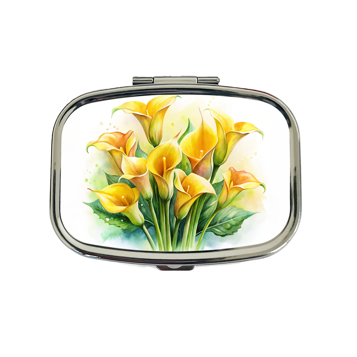 Yellow Calla Lily Flowers Watercolor Travel Pill Box Case