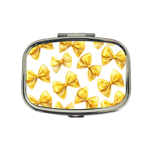 Yellow Coquette Bows Watercolor Travel Pill Box Case