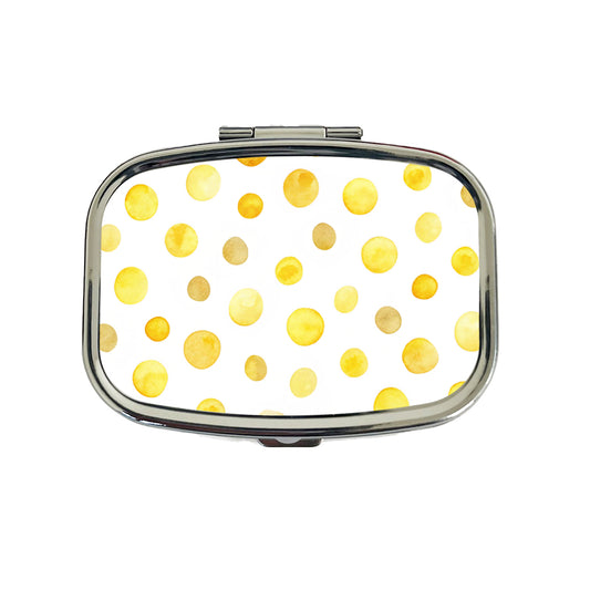 Yellow Polka Dots Fun White Background Travel Pill Box Case