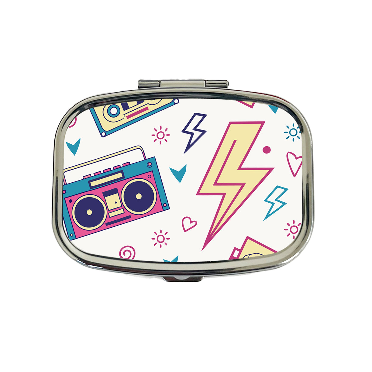80's Eighties Theme Style Travel Pill Box Case