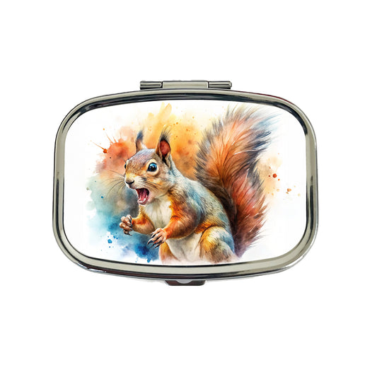 Angry Mad Squirrel Watercolor Travel Pill Box Case