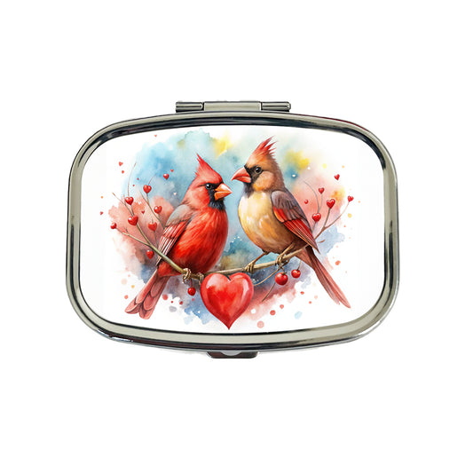 Cardinals In Love With Hearts Valentine's Day Travel Pill Box Case