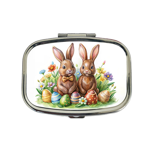 Chocolate Easter Bunnies Rabbits Cute Travel Pill Box Case