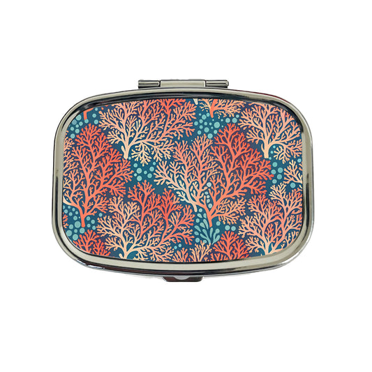 Coral Pattern Reef Ocean Travel Pill Box Case
