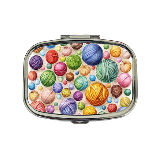 Crocheting Knitting Colorful Yarn Balls Travel Pill Box Case