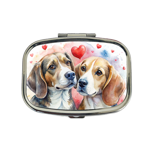 Dogs In Love Valentine's Day Beagles Travel Pill Box Case