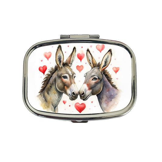 Donkeys In Love With Hearts Valentine's Day Travel Pill Box Case