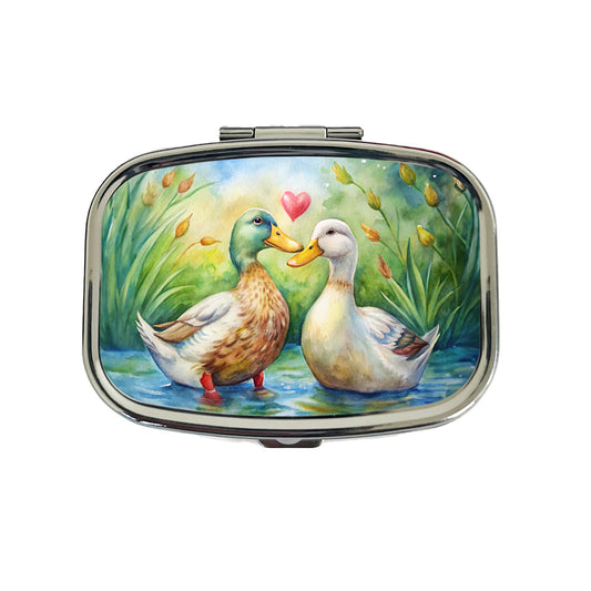 Ducks In Love Heart Valentine's Day Travel Pill Box Case