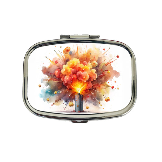 Dynamite Exploding Explosion Watercolor Travel Pill Box Case