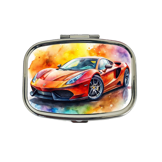 Exotic Supercar Sports Car Watercolor Travel Pill Box Case