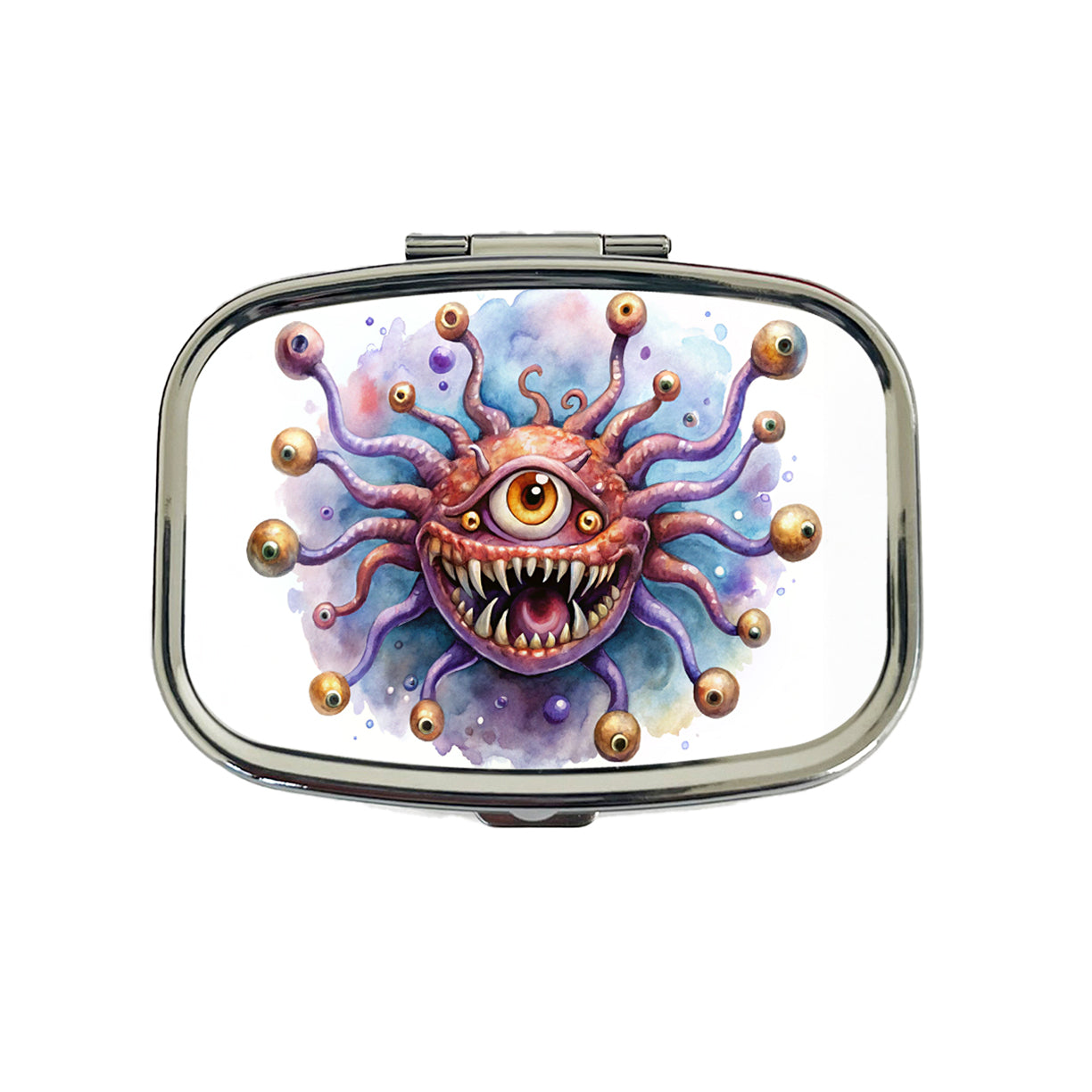 Fantasy Creature Monster Beholder Watercolor Travel Pill Box Case