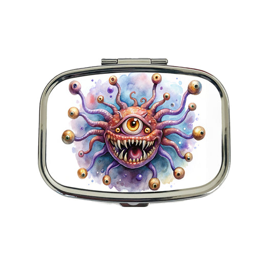 Fantasy Creature Monster Beholder Watercolor Travel Pill Box Case