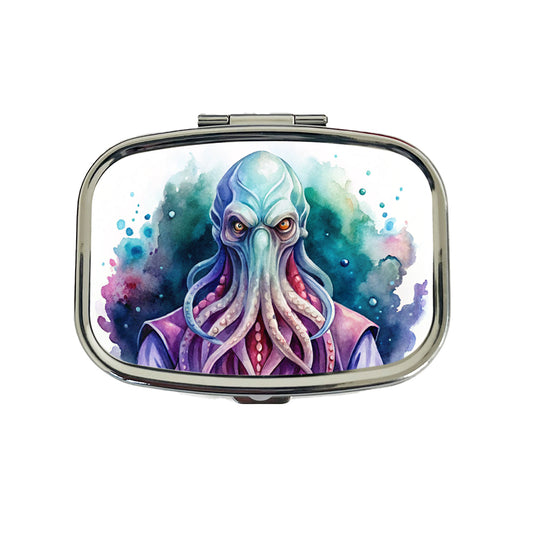 Fantasy Creature Monster Illithid Watercolor Travel Pill Box Case