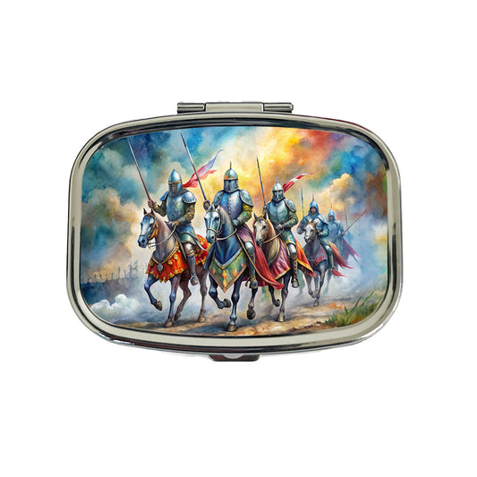 Fantasy Knights Riding To War Watercolor Travel Pill Box Case