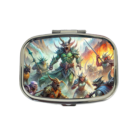 Fantasy Monsters In Battle Watercolor Travel Pill Box Case