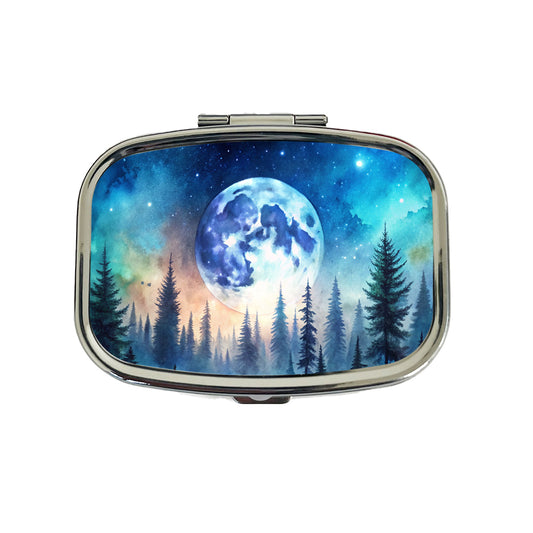 Fantasy Sci-fi World Moon Rising Over Forest Travel Pill Box Case