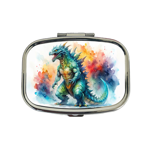 Giant Kaiju Monster Watercolor Travel Pill Box Case