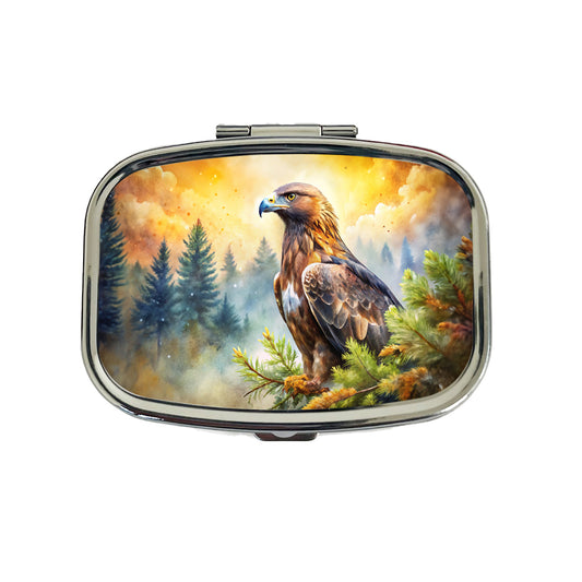 Golden Eagle Raptor Bird Of Prey In Tree Watercolor Travel Pill Box Case