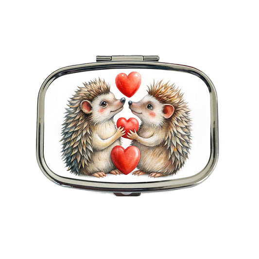 Hedgehogs In Love With Hearts Valentine's Day Travel Pill Box Case