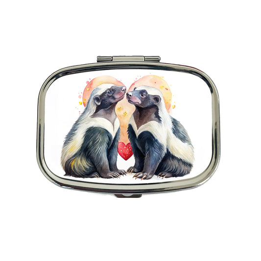 Honey Badgers In Love Heart Valentine's Day Travel Pill Box Case