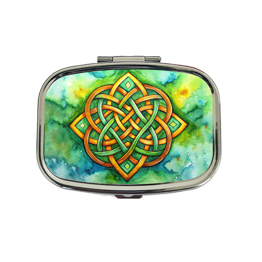 Irish Celtic Knot Watercolor Travel Pill Box Case