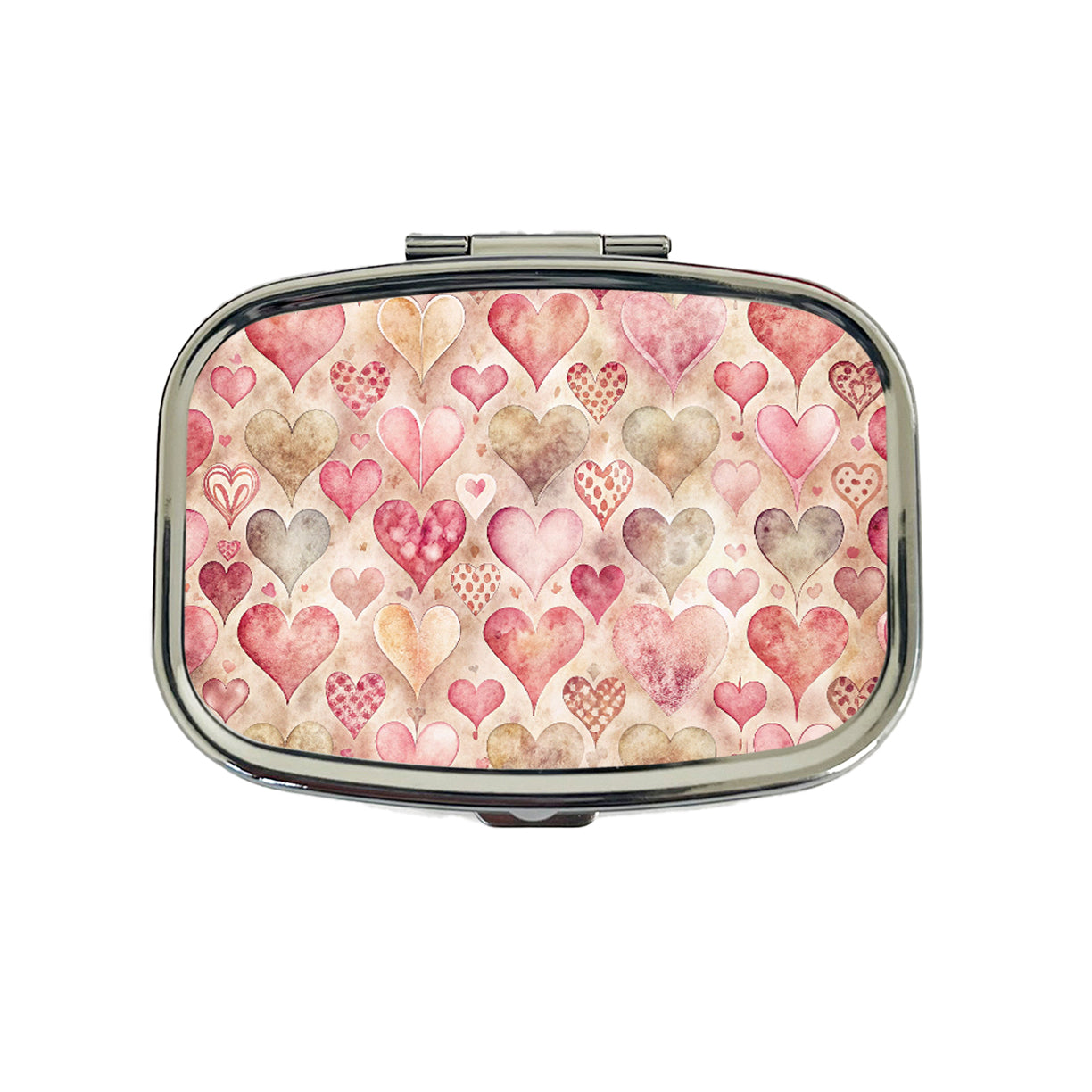 Kitschy Valentine's Day Hearts Pattern Travel Pill Box Case