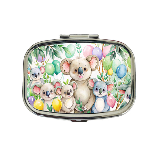 Koalas Having A Birthday Party Watercolor Travel Pill Box Case