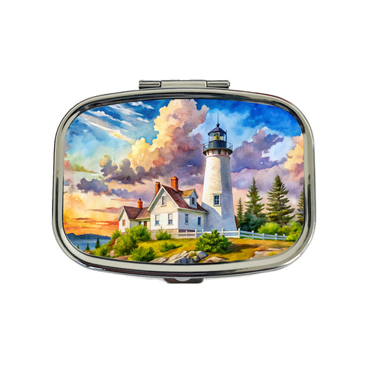 Lighthouse Like Pemaquid Point Maine Watercolor Travel Pill Box Case