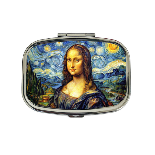 Mona Lisa Van Gogh Style Travel Pill Box Case