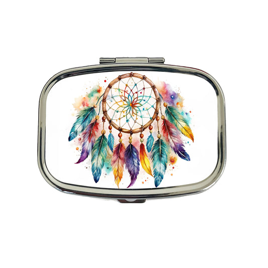 Native American Indian Dreamcatcher Watercolor Travel Pill Box Case