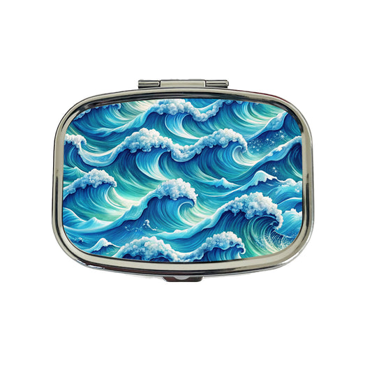 Ocean Waves Painting Travel Pill Box Case