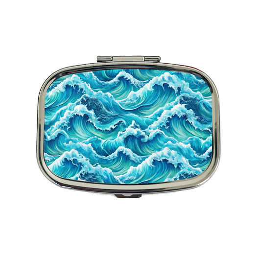 Ocean Waves Pattern Travel Pill Box Case