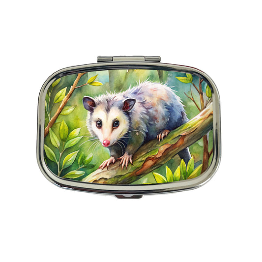 Opossum In The Forest Watercolor Travel Pill Box Case