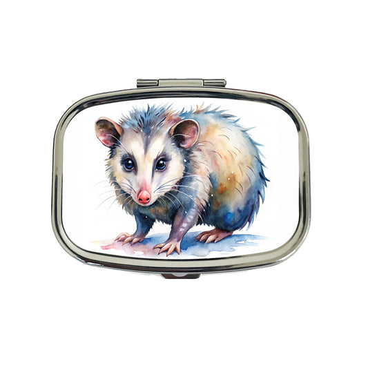 Opossum Watercolor Travel Pill Box Case