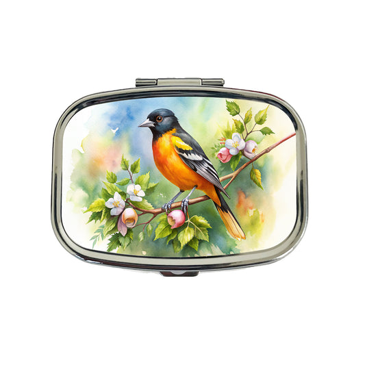 Oriole In Tree Bird Watercolor Travel Pill Box Case