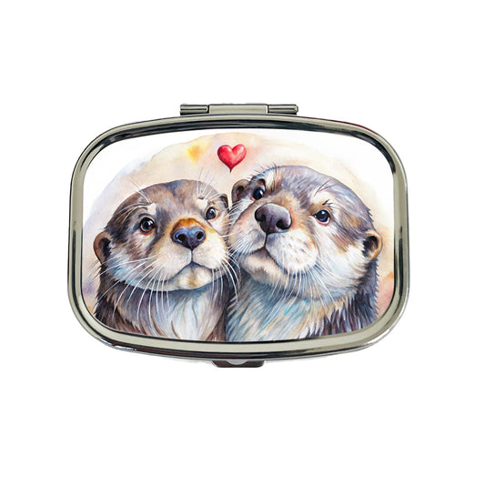 Otters In Love Heart Valentine's Day Travel Pill Box Case