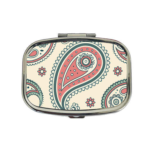Paisley Pattern Travel Pill Box Case