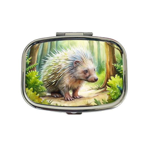 Porcupine In The Forest Watercolor Travel Pill Box Case