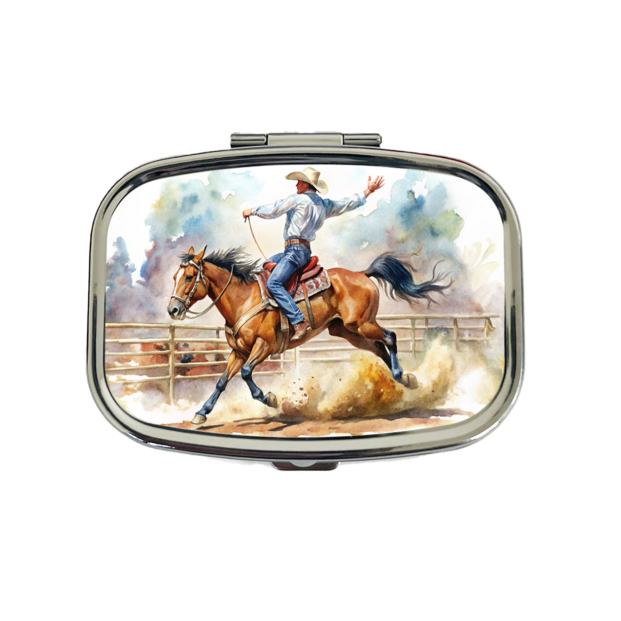 Rodeo Cowboy Horse Country Travel Pill Box Case