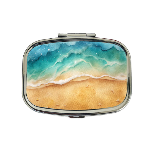 Sandy Tranquil Ocean Beach Travel Pill Box Case